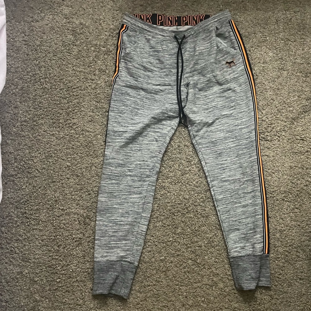 PINK Victoria's Secret Gray and orange Track Pants Joggers